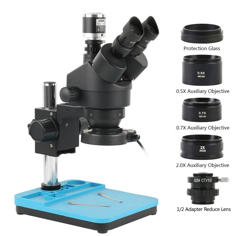 Simul-Focal Industrial Microscope 4K Hdmi - 7X-90X Simul-Focal Zoom Trinoculaire Stereomicroscoop 4K