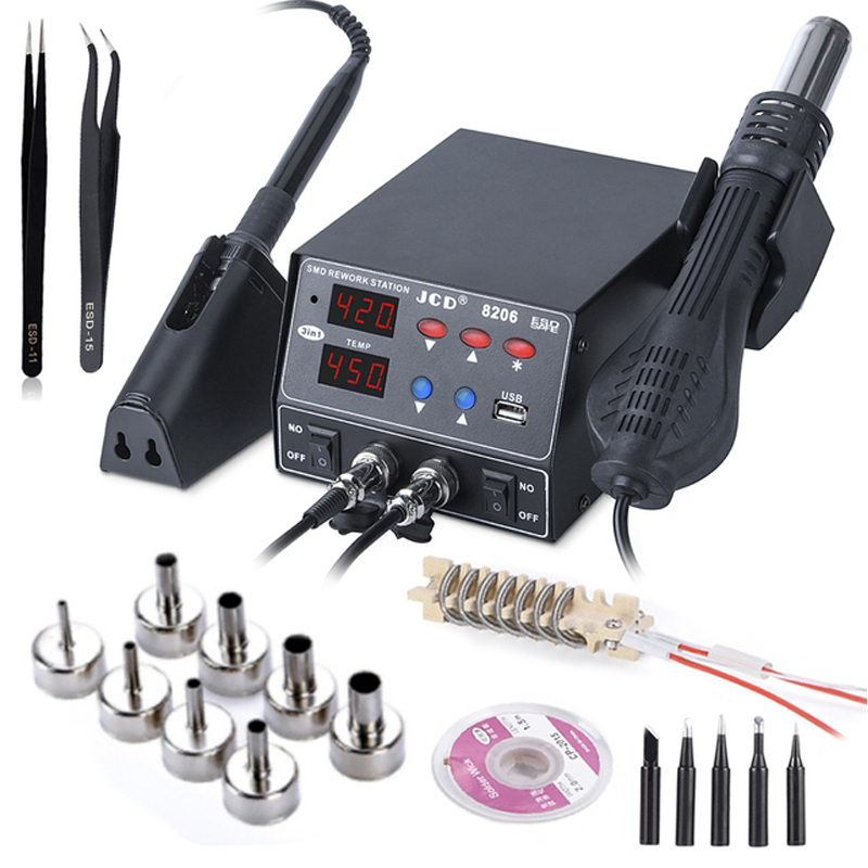 2 In 1 Soldering Rework Station 750W - JCD 8206 2-in-1 Soldeerstation met Digitaal