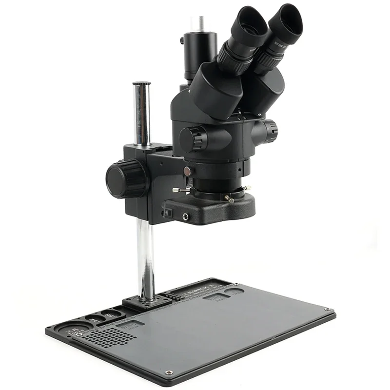 Trinocular Stereo Microscope 7X-45X - 7X-45X Zoom Industriële Simul-focale Aluminium Stand
