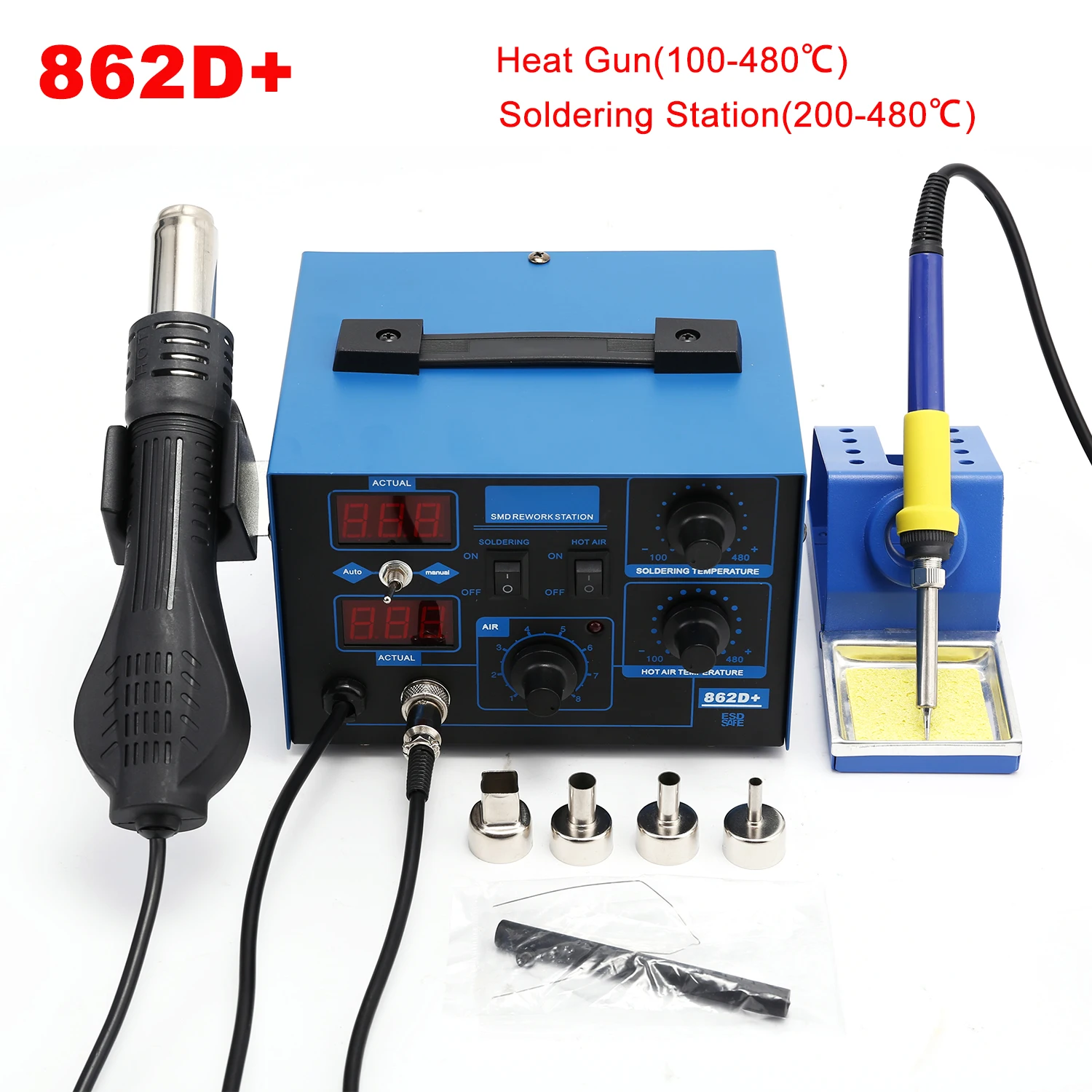 2 In 1 Soldering Rework Station 750W - 2 In 1 750W Soldeerstation LCD