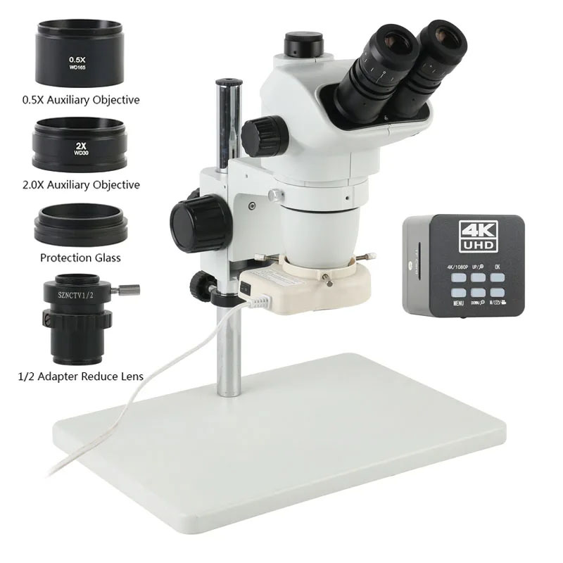 Simul-Focal Industrial Microscope 4K Hdmi - 6.7X45X 3.5X Simul-Focal Trinoculaire Stereomicroscoop HDMI