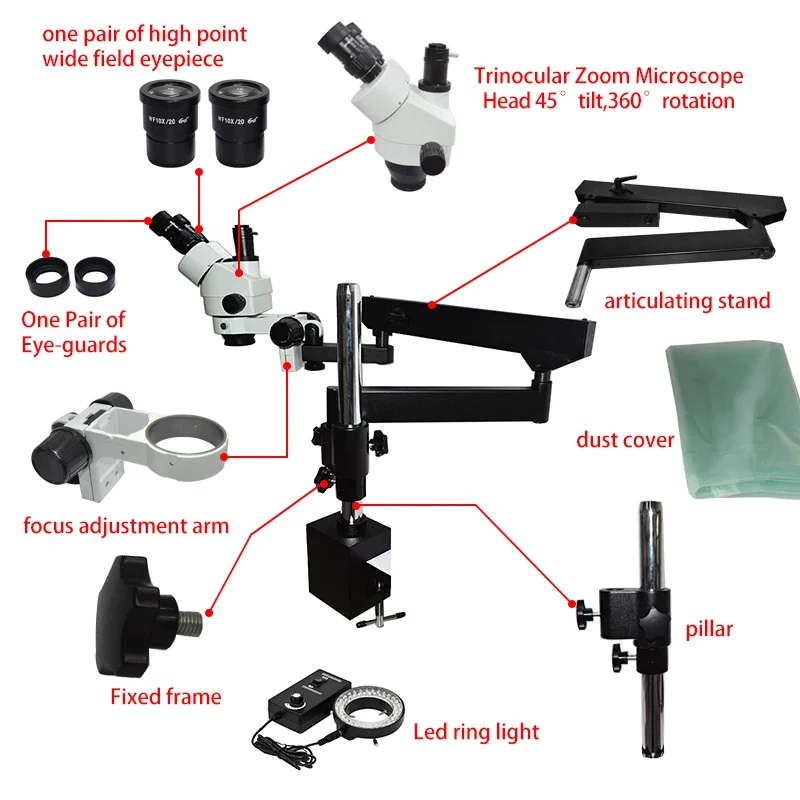Flexibele beweegbare gelede ar - Articulating Arm Boom Stand Microscope recensie en prijs