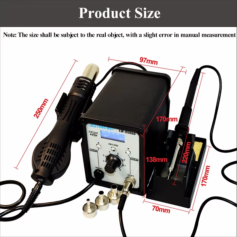 LW-8586D 2-in-1 750W Hetelucht - 2 In 1 Soldering Rework Station 750W recensie en prijs