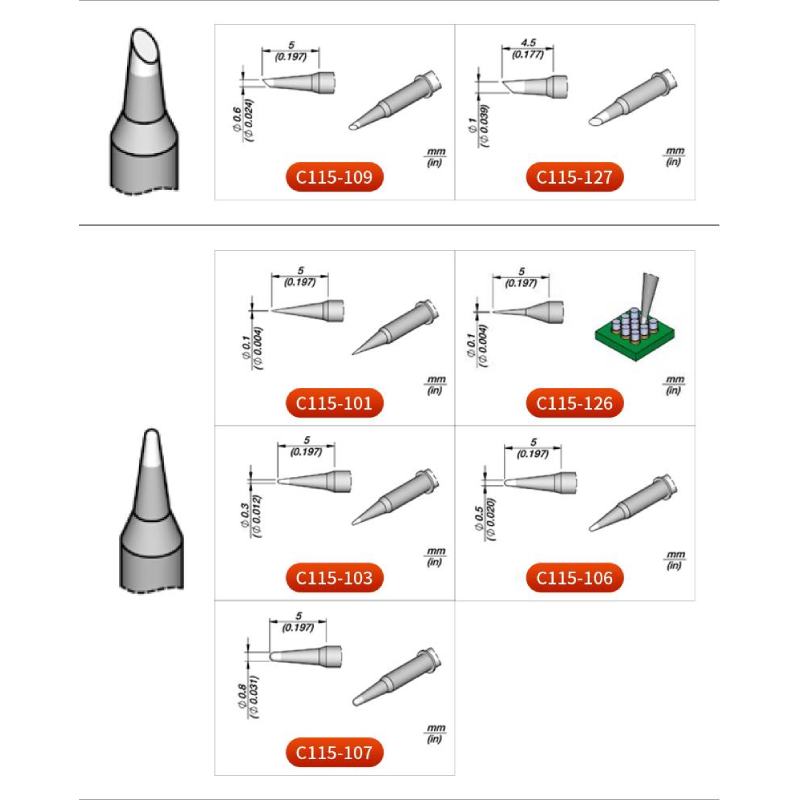 Originele JBC C115 Cartridges  - C115 Nano Soldering Iron Station recensie en prijs