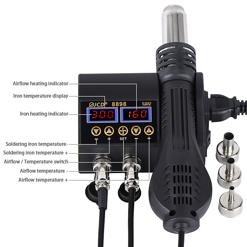 2 in 1 750 W Heteluchtpistool  - 2 In 1 Soldering Rework Station 750W recensie en prijs