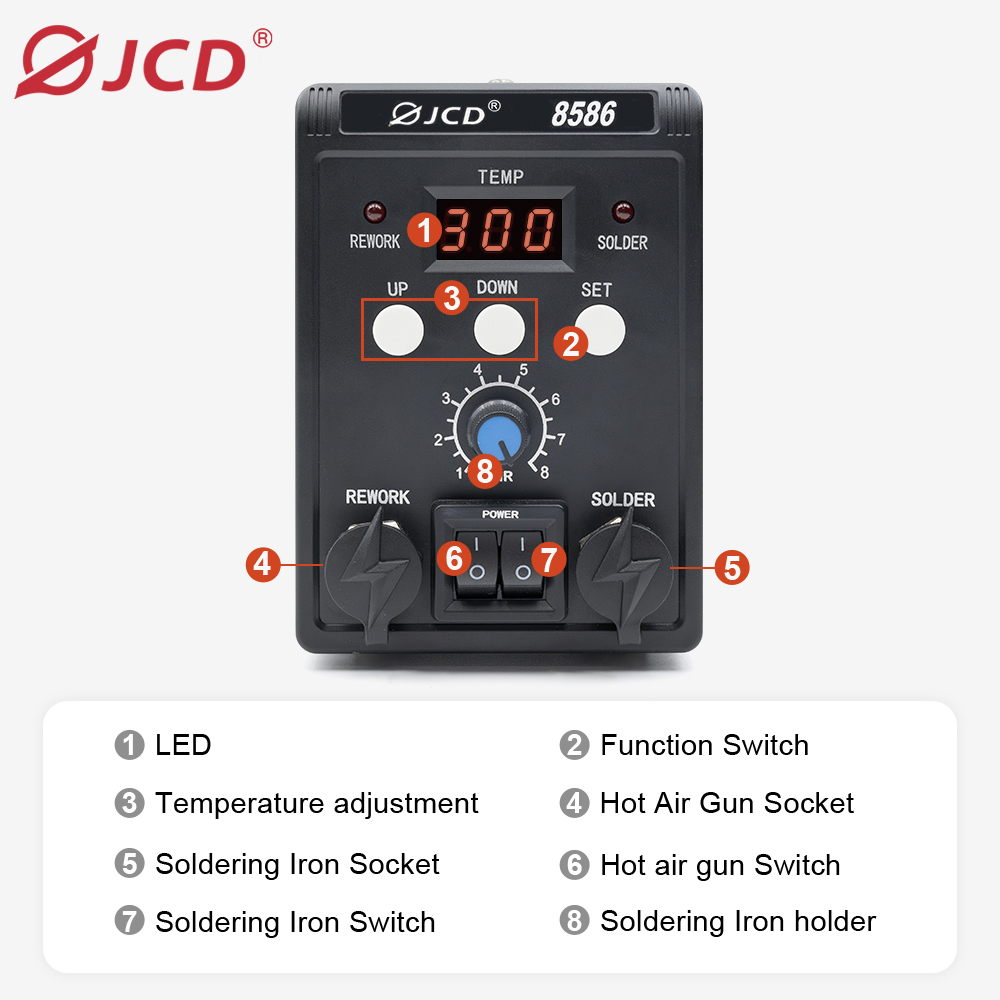 JCD 750W 8586 2-in-1 digitale  - 2 In 1 Soldering Rework Station 750W recensie en prijs