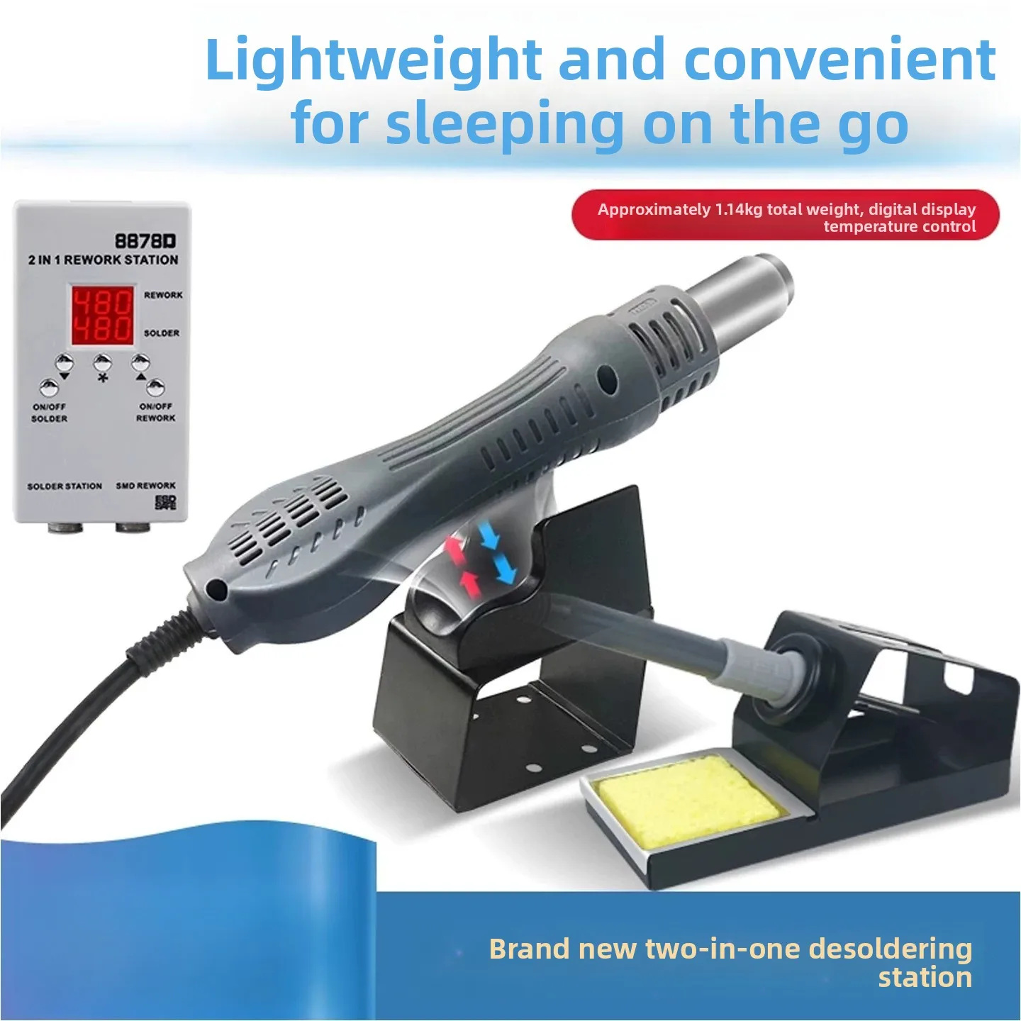 8878D 2-in-1 Rework Station –  - 2 In 1 Soldering Rework Station 750W recensie en prijs